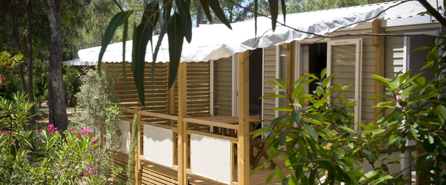 Stacaravan Patio Premium vier sterren camping aan de Côte d’Azur.