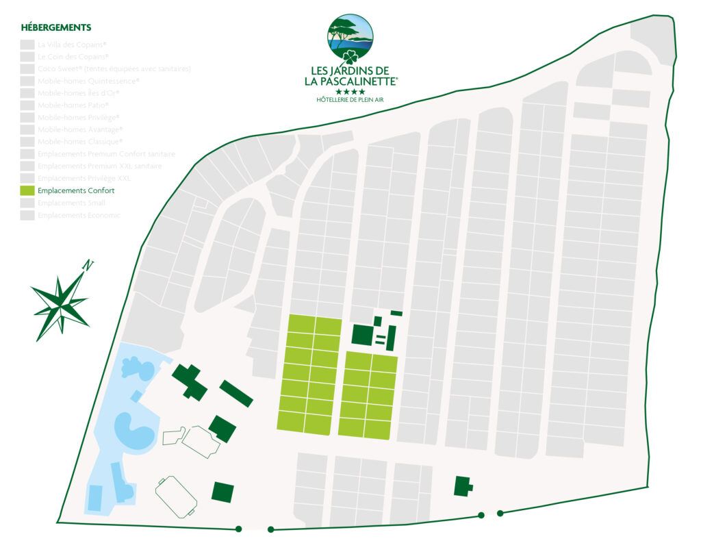 Situation Staanplaatsen ‘Comfort’ – tenten, caravans & campers