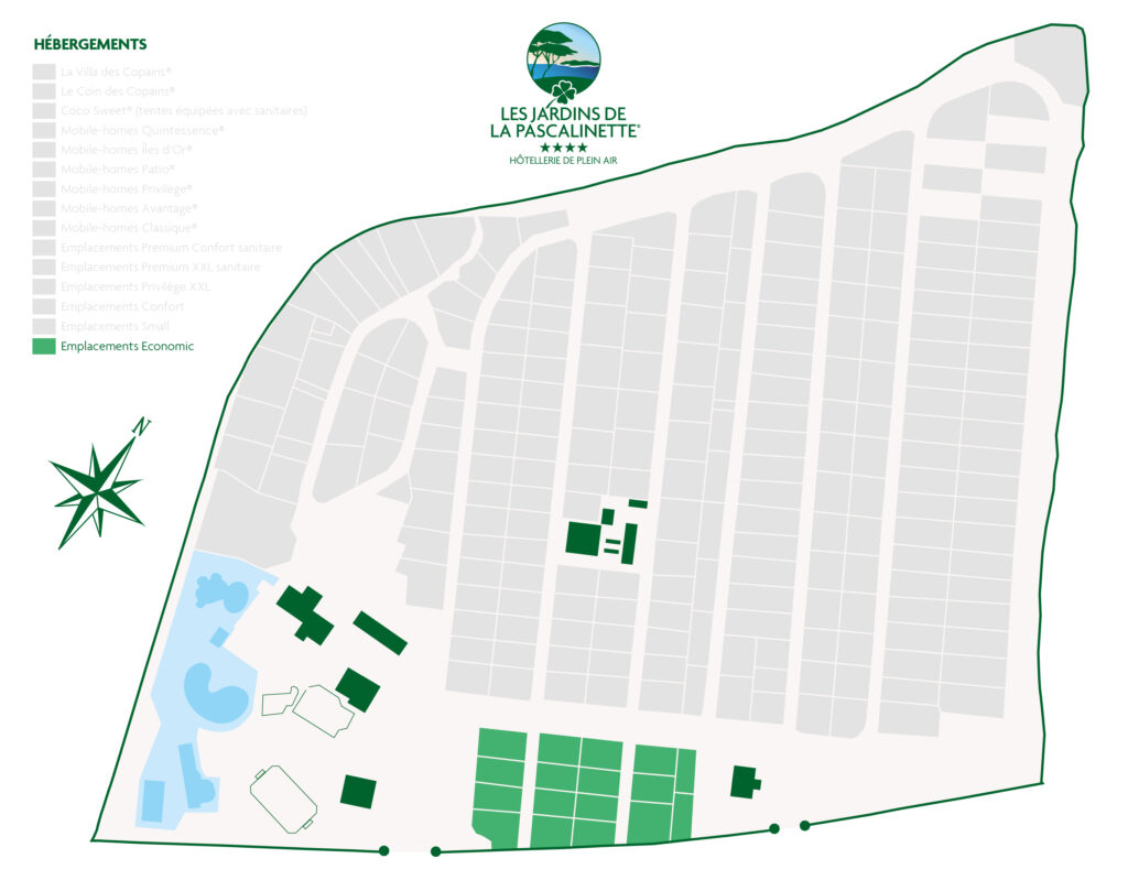 Situation Staanplaatsen ‘Economic’ – caravans & campers