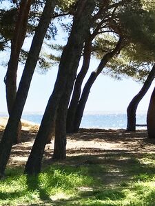 Schaduwrijk strand in de Provence